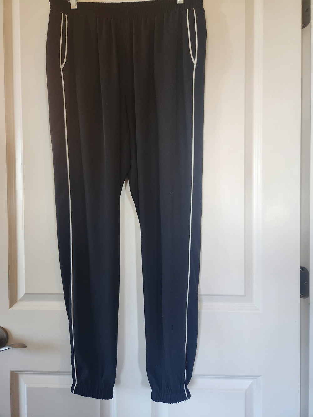 Amanda Uprichard Black Track Pants with White Piping